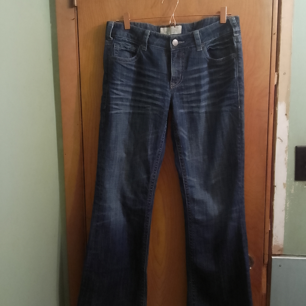 Stylish Dark Blue Flare Jeans Maurices Ashley Boot Size 7/8 SHRT Inseam‎ Is 29"